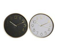 Orologio da Parete Home ESPRIT Bianco Nero Alluminio 30 x 4,3 x 30 cm [2 Unit