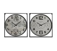 Orologio da Parete Home ESPRIT Bianco Nero Metallo Legno MDF 62 x 6 x 65 cm [