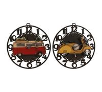 Orologio da Parete Home ESPRIT Giallo Rosso Metallo Vintage 34 x 33,5 x 32,5