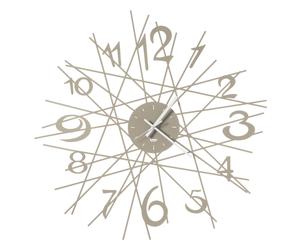 Orologio da parete iconico , quadrante circolare ZIG ZAG Diametro 70 cm che ospita le lancette, da cui si dipartono una serie di linee rette intrecciate, tra cui sono incastonati i numeri colore Beige