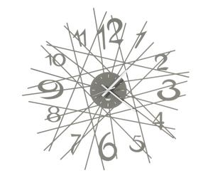 Orologio da parete iconico , quadrante circolare ZIG ZAG Diametro 70 cm che ospita le lancette, da cui si dipartono una serie di linee rette intrecciate, tra cui sono incastonati i numeri colore Fango