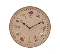 Orologio da parete impermeabile da 30,5 cm con 12 fiori colorati in resina, tecnologia anti-appannamento, per giardino, piscina, hotel, patio, decorazione, IP44, resistente alle intemperie