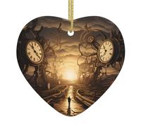 Orologio da parete in ceramica con stampa a forma di cuore, adatto da appendere su davanzali e caminetti