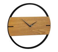 Relaxdays Orologio da Parete Design Minimal, Analogico, per Cucina, Soggiorno e Ufficio, da Interno, Ø30cm, Marrone/Nero, Metallo, Pannelli MDF, Effetto Legno, 1 pz