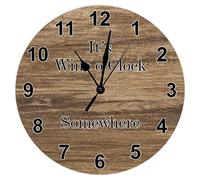 Orologio da parete in legno con venature marroni, stile country, ideale come regalo per amanti del vino, stile vintage, per cucina, soggiorno, camera da letto, ufficio