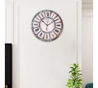 Orologio da parete in legno in stile rustico country, non ticchettio, grande