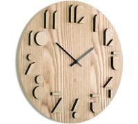Orologio Da Parete In Legno Naturale Numeri In Rilievo Bordi Neri Umbra