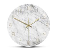 Orologio da parete in marmo silenzioso analogico al quarzo 3D Chic stampa in marmo bianco Orologio da parete moderno rotondo Creatività nordica Decorazioni per la casa Moda (senza cornice)