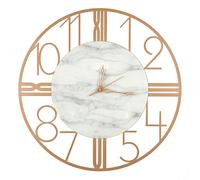 Orologio da parete in Metallo ASTRO in Marmo Carrara quadrante in vetro Dimensioni 52xh52 cm lancette ORO colore Oro Metallizzato oro