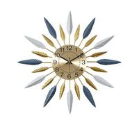 Orologio da parete in metallo con effetto sole, moderno orologio al quarzo silenzioso a batteria, di colore popolare, per soggiorno, ufficio e decorativo per cucina, soggiorno e ufficio