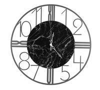 Orologio da parete in Metallo RUOTA in Marmo CARRARA con quadrante nero Dimensioni 52xh 52cm lancette ARGENTO colore GRIGIO grigio
