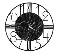 Orologio da parete in Metallo RUOTA in Marmo CARRARA con quadrante nero Dimensioni 52xh 52cm lancette ARGENTO colore Nero Pastello nero