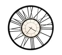 Orologio da parete in stile romano Big in metallo, diam.90, colore Nero Goffrato nero goffrato