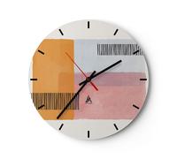 Orologio da Parete in Vetro 30x30cm Acquarello Rettangoli Linee Silenzioso