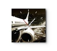 Orologio da Parete in Vetro 30x30cm Aereo Strade Città Moderno Silenzioso