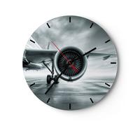 Orologio da Parete in Vetro 30x30cm Aereo Viaggio Attività Commerciale