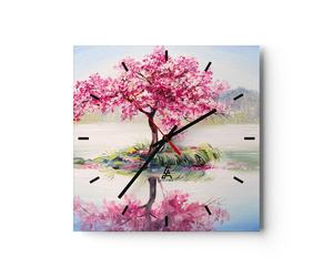 Orologio da Parete in Vetro 30x30cm albero astrazione Moderno Silenzioso
