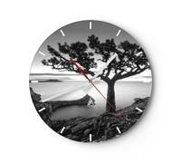 Orologio da Parete in Vetro 30x30cm Albero Bianco E Nero Vista Silenzioso