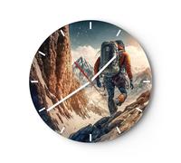 Orologio da Parete in Vetro 30x30cm Alpi Arrampicata Montagne Moderno Silenzioso
