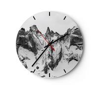 Orologio da Parete in Vetro 30x30cm Alpi neve monocromatico Moderno Silenzioso
