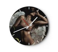 Orologio da Parete in Vetro 30x30cm Angelo bellezza corpo Moderno Silenzioso