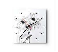 Orologio da Parete in Vetro 30x30cm Appassito Fiori Monocromatico Silenzioso