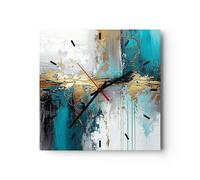 Orologio da Parete in Vetro 30x30cm Art Deco Pezzo Moderno Moderno Silenzioso