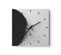 Orologio da Parete in Vetro 30x30cm Astrazione Bianco E Nero Geometria