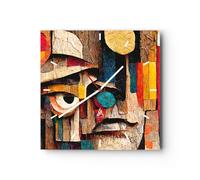Orologio da Parete in Vetro 30x30cm Astrazione Legna Scultura Moderno Silenzioso
