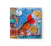 Orologio da Parete in Vetro 30x30cm astrazione moderna Moderno Silenzioso