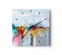 Orologio da Parete in Vetro 30x30cm astrazione moderna Moderno Silenzioso