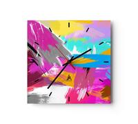 Orologio da Parete in Vetro 30x30cm astrazione moderna Moderno Silenzioso