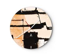 Orologio da Parete in Vetro 30x30cm Astrazione Pezzo Pittura Moderno Silenzioso