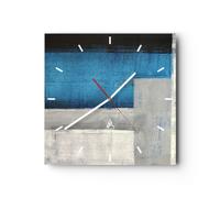 Orologio da Parete in Vetro 30x30cm Astrazione Pezzo Pittura Moderno Silenzioso