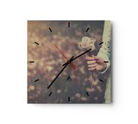 Orologio da Parete in Vetro 30x30cm babe estate pianta Moderno Silenzioso