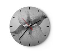 Orologio da Parete in Vetro 30x30cm Bacio amore coppia Moderno Silenzioso