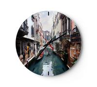 Orologio da Parete in Vetro 30x30cm Barca ponte turismo venezia Silenzioso