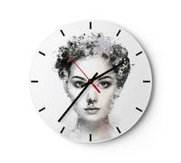 Orologio da Parete in Vetro 30x30cm Bella donna viso Moderno Silenzioso