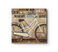 Orologio da Parete in Vetro 30x30cm bici muro strada Moderno Silenzioso