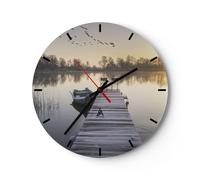 Orologio da Parete in Vetro 30x30cm Bridge Ovest Il Sole Moderno Silenzioso