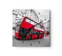 Orologio da Parete in Vetro 30x30cm Bus Londra viaggio turismo Silenzioso