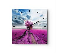 Orologio da Parete in Vetro 30x30cm Campo di erica albero nuvole paesaggio