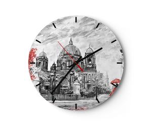 Orologio da Parete in Vetro 30x30cm Cattedrale Berlino amanti Moderno Silenzioso