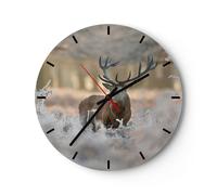 Orologio da Parete in Vetro 30x30cm cervo foresta natura Moderno Silenzioso