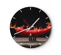 Orologio da Parete in Vetro 30x30cm Chilli Paprika biologica l'agricoltura