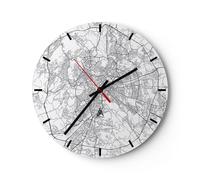 Orologio da Parete in Vetro 30x30cm Città Mappa Roma Moderno Silenzioso