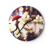 Orologio da Parete in Vetro 30x30cm città strada notte Moderno Silenzioso
