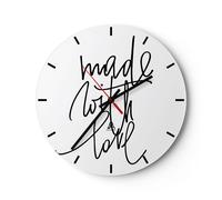 Orologio da Parete in Vetro 30x30cm Creato Con Amore Moderno Silenzioso