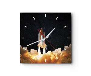 Orologio da Parete in Vetro 30x30cm Decollo razzo cosmo Moderno Silenzioso
