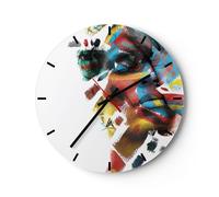Orologio da Parete in Vetro 30x30cm Dipinto Viso Moderno Moderno Silenzioso